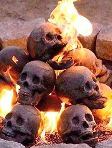  1 Stueck realistische Totenkopf-Ornament, Halloween, tragbar, feuerfeste Totenkopf-Skulptur aus Keramik-Ton, fuer Kamin, Terror, Keramik-Ornamente, Halloween-Skelett-Dekoration