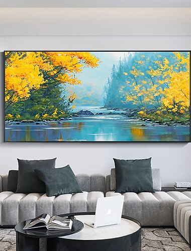 olajfestmény 100%-ban kézzel festett falfestmény vászonra valósághű tájkép zöld tó kilátással lakberendezési dekorációhoz hengerelt vászon keret nélkül feszítetlen