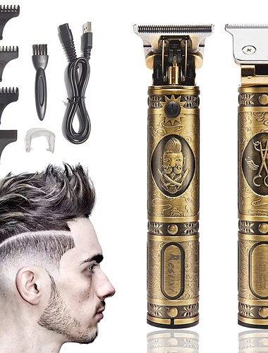  男性用電動ヘアトリマー - USB充電式コードレスクリッパーシェーバー、理髪店用ヘアカットマシン