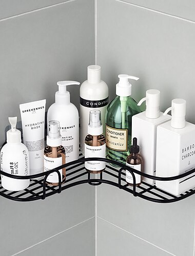 douchewagen badkamerplank met haken, douchewagenrek, badkamerkeuken zonder ponsen driehoekig opbergrek, badkameraccessoires douchewagen badkamerplank met haken, douchewagenrek, badkamerkeuken zonder ponsen driehoekig opbergrek, badkameraccessoires