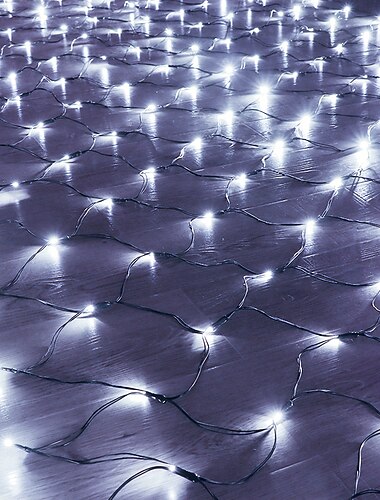  2x3m solar mesh net fairy string light 1.5mx1.5m 8 modes udendørs have terrasse balkon vindue gardin krans lys
