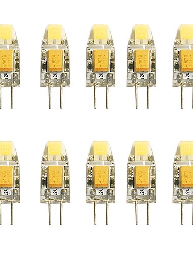  10pcs 1.5W LED COB Bi-pin Light Bulb 300lm G4 Warm White 12V 10W Halogen Replacement No Flicker for Under Cabinet Puck Light Landscape