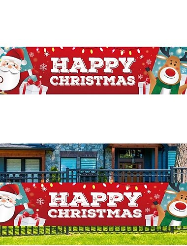  striscioni di buon natale, decorazioni per striscioni di Natale all\aperto, decorazioni da appendere per esterni e interni di Natale, forniture per decorazioni per feste di Natale 300 * 50 cm (10 piedi * 18,9 pollici)