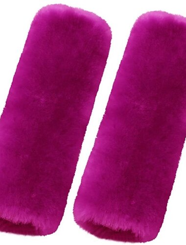  2パック 模造羊毛シートベルトパッド、柔らかい肩と首のクッション、模造ウール、車内アクセサリー