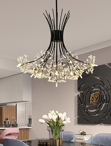  68 cm pingente de luz led sputnik design lustre de metal sputnik acabamentos pintados estilo nordico 220-240v design de flores