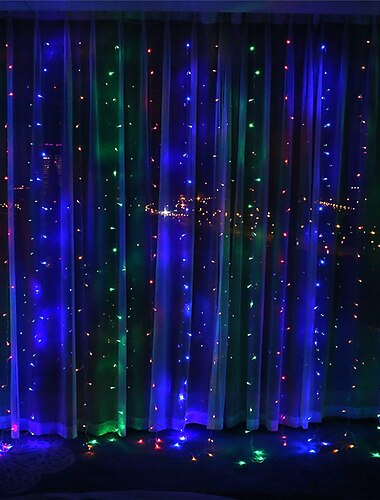  gardin snorlys 3x1m 3x2m 3mx3m gardinlamper 24v lavspændings fjernbetjening solar power plug-in dual purpose string light thanksgiving christmas outdoor party garden decoration fairy lights gypsophila