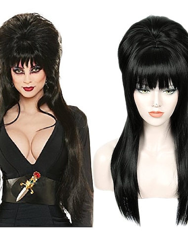  medeltida peruk cosplay peruk vågig mittdel peruk som visas syntetiskt hår för kvinnor svart