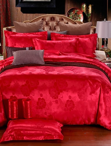  satynowa jedwabna poszewka na kołdrę zestawy pościeli poszewka na kołdrę z 1 poszewką na kołdrę lub narzutą, 1 prześcieradłem, 2 poszewki na poduszki dla podwójnego/królowej/króla (1 poszewka na