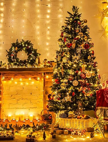  Kerst LED Feestsnoerlichten Koperdraad Licht met Afstandsbediening Kerstlichten Dimbare Sterrenlicht voor Feest Bruiloft Slaapkamer Kerstboom Stekker in