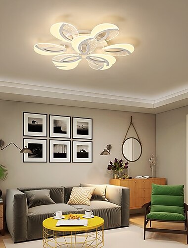  Bańka akrylowa nowoczesna ściemnialna lampa sufitowa led do montażu podtynkowego paw ogon lampa sufitowa led z pilotem do salonu sypialnia jadalnia ac 110v 220v kwiat projekt