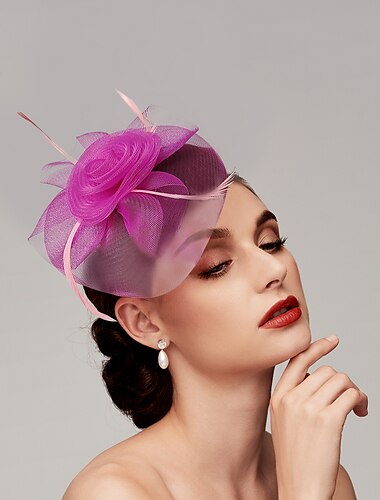  plumes / filet fascinators kentucky derby hat / casque avec plume / casquette / fleur 1 pc mariage / course de chevaux / casque de jour pour dames