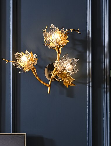 תאורת קיר LED פמוטים לקיר עיצוב עלה מייפל חדר אוכל חדר שינה נחושת 220-240v 5 w