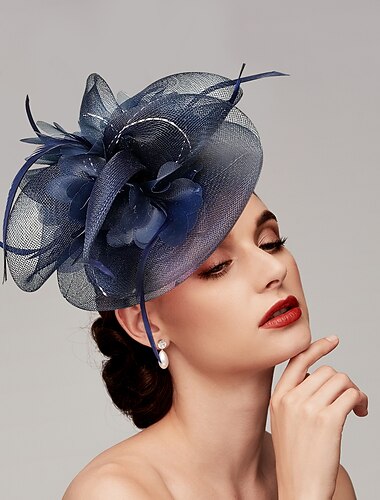 piume/fascinatori a rete kentucky derby cappello/copricapo con piume/cappello/fiore 1 pezzo matrimonio/giorno di San Valentino/copricapo di San Valentino