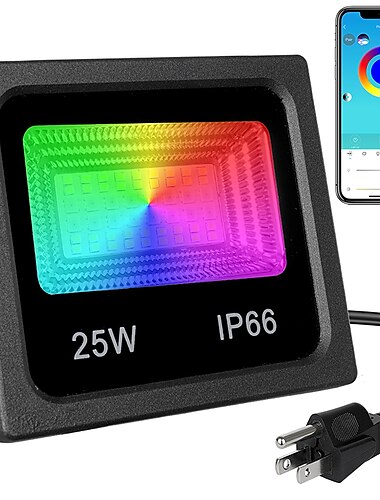  RGBW APP LED Floodlight Bluetooth Outdoor Smart Flood Light 2pcs 1pcs 25W 110V 220V IP66 Waterproof Color Changing Spotlight APP Group Control