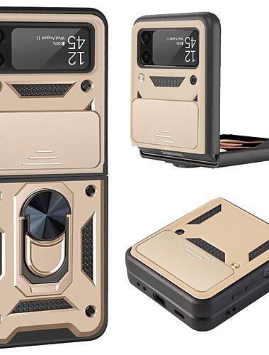 telefone Capinha Para Samsung Galaxy Z Flip 7 Z Flip 5 Z Flip 4 Z Flip 3 Trabalhos Pesados Suporte para Alianças Anti-poeira Antichoque Cor Sólida TPU