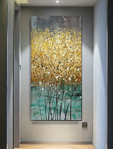 油絵手作り手描き壁アートモダン抽象ゴールデンビッグサイズグリーンゴールド家の装飾の装飾ストレッチフレームぶら下がる準備ができて