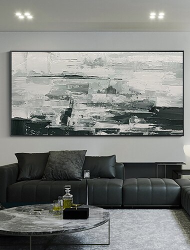  يدويا النفط الطلاء رسمت باليد جدار الفن التجريدي أبيض وأسود الديكورات المنزلية الفاخرة ديكور توالت قماش no إطار غير ممتد