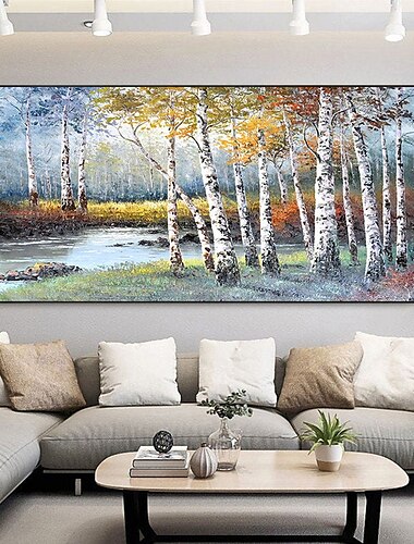  Peinture a l\'huile faite a la main toile mur art decoration paysage abstrait peinture automne bouleau pour la decoration interieure roule sans cadre non etire peinture
