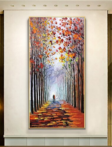  ציור שמן בעבודת יד מצוירת בעבודת יד אמנות קיר נוף כפרי מופשט פארק סתיו קישוט בית תפאורה קנבס מגולגל ללא מסגרת לא מתוח