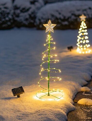 Choinka Bożonarodzeniowa z Oświetleniem LED Zasilana Energii Słonecznej Zewnętrzna Dekoracja Krajobrazu Oświetlenie Uliczne na Taras Bożonarodzeniowe Dekoracje Zewnętrzne do Ogrodu
