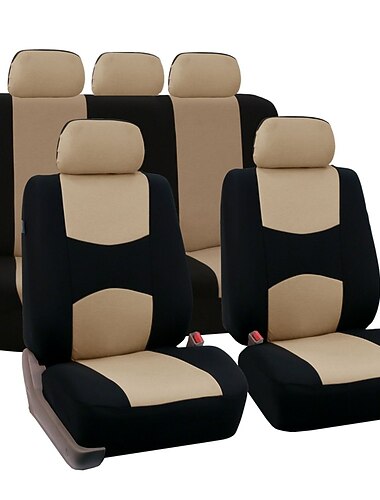 Kompletní sada potahů na autosedačky ochrany předních a zadních sedadel dvoubarevný akcent univerzální velikost 5 cestujících