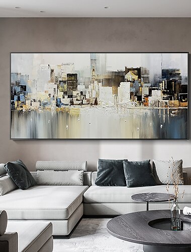 Peinture a l\'huile a la main peint a la main art mural art abstrait architecture vue sur la ville decoration de la maison decor toile roulee sans cadre non etire