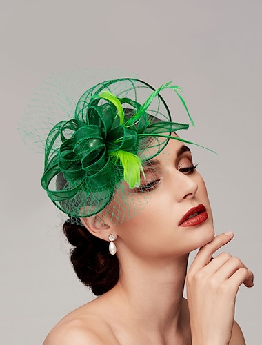  plumes / filet fascinators kentucky derby hat / casque avec plume / casquette / fleur 1 pc mariage / course de chevaux / casque de jour pour dames