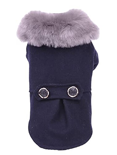  מעיל צווארון פרווה לכלב בגדי קטיפה לחורף לשמור על חום רך מעיל גור עם שתי רגליים לכלבים בינוניים קטנים שחור מ