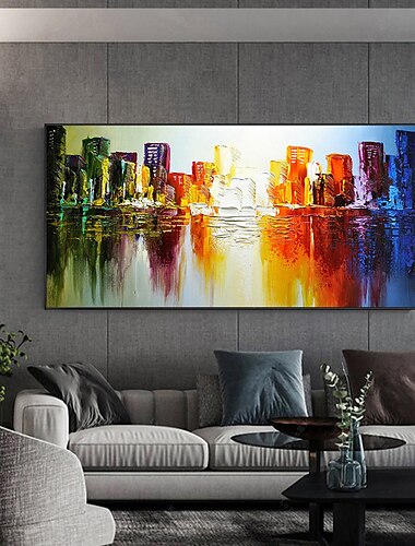 håndlaget oljemaleri lerret veggkunst dekorasjon abstrakt landskapsmaleri fargearkitektur for hjemmeinnredning rullet rammeløst ustrukket maleri