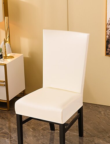  Stuhlbezug aus PU-Leder, weinrot, wasserdicht, dehnbar, Stuhlschutzbezug, Sitzbezug mit Gummiband fuer Esszimmer, Hochzeit, Heimdekoration