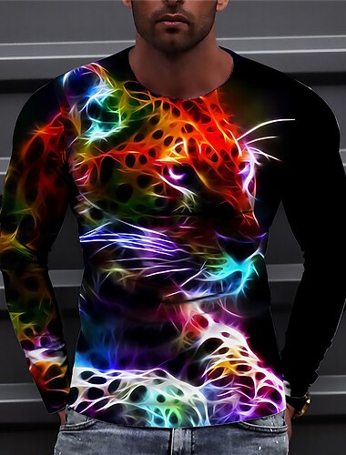  Per uomo Unisex maglietta Tigre Stampe astratte Girocollo Nero Stampa 3D Giornaliero Per eventi Manica lunga Stampa Abbigliamento Originale Informale Grande e alto
