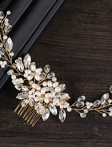  Hair Combs Headdress Hair Accessory Imitation Pearl Rhinestone Wedding Party / Evening Wedding Bridal With Faux Pearl Crystals / Rhinestones Headpiece Headwear