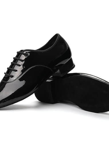  Homme Chaussures Latines Salon Entrainer des chaussures de danse Danse en ligne Entrainement Interieur Professionnel Professionnel Talon epais Bout ferme Lacet Adulte Lumineux Noir Noir Blanche