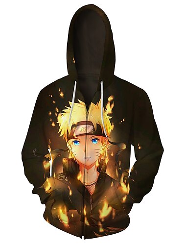 Inspired by Naruto Uzumaki Naruto Hoodie Anime Cartoon Anime 3D Harajuku Graphic Outerwear For Men\'s Women\'s Unisex Adults\' 3D Print 100% Polyester
