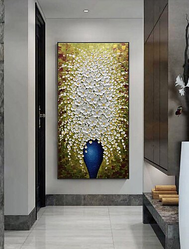 pittura a olio 100% fatto a mano dipinto a mano arte della parete su tela moderna spatola pittura bianco prugna floreale decorazione della casa arredamento tela arrotolata senza cornice non allungata