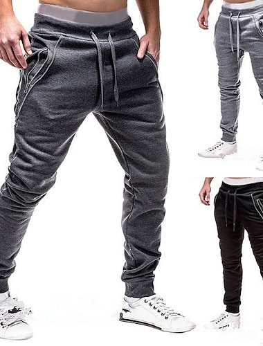  mens sweatpants With Zipper Pockets fashion jogger sports pants trousers long pants Running Jogging lightgray