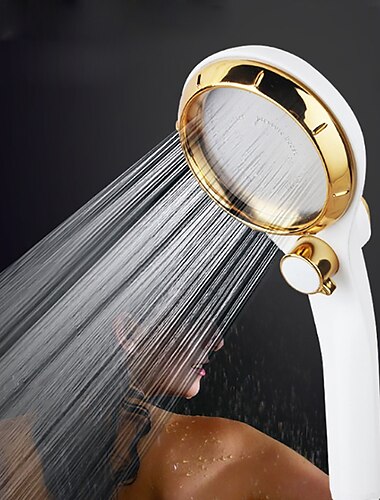  High Pressure Shower Head with Stop Button Water Pressure Adjustable Exquisite Spray Saving Large Panel ABS Shower Spray Nozzle Handhold Shower head Water Saving Stepless Adjustable Button Rotating