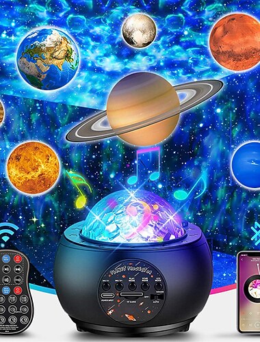 גלקסי מקרן אור מוסיקה ערפילית מקרן רב תכליתי כוכב הלכת אור לסלון תקרת אור לילה אווירה חדר שינה יום האהבה קישוט פלנטריום משפחתי