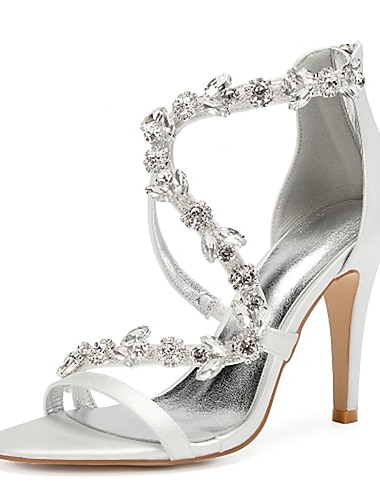 Femme SANDALE Talon Haut Stilettos Crystal T Bride Escarpins Mariage Chaussures SZ 