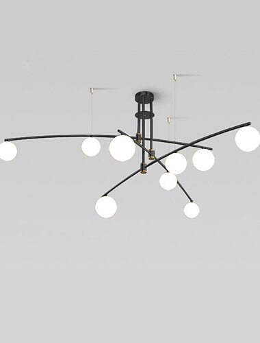  145 سم عناقيد تصميم الثريا LED قلادة ضوء زجاج سبوتنيك مطلي بالكهرباء تشطيبات معاصرة على الطراز الاسكندنافي 220-240 فولت