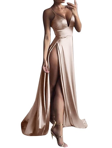  Women‘s Party Dress Stain Maxi long Dress Green White Blue Pink Wine Red Beige Sleeveless Pure Color Split Spring Summer Spaghetti Strap Elegant Modern Party 2023 S M L XL XXL