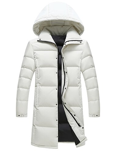  Men\'s Down Jacket Winter Jacket Winter Coat Jacket Parka Warm Breathable Outdoor Daily Solid Color Outerwear Clothing Apparel Sporty Casual Black White