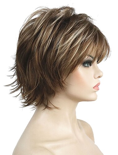  Karen Wig Short Layer Long Hair Fully Synthetic Wig 12TT26 Brown Highlights