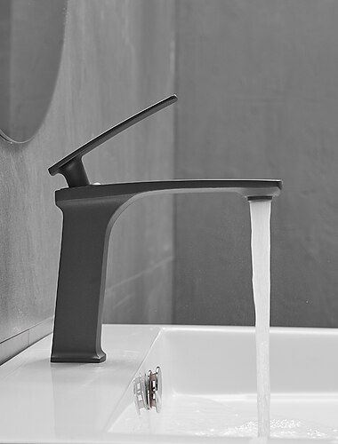 Grifo para lavabo de baño - clásico / cascada de níquel cepillado / electrochapado / acabados pintados Grifos monomando de un orificio para baño en el centro