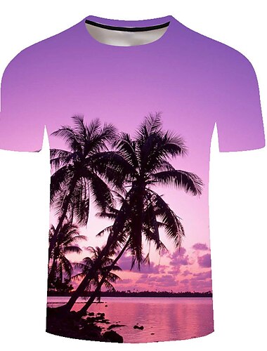  Men\'s T shirt Tee Short Sleeve Coconut Tree Palm Leaf Sea Crew Neck A B C D E 3D Print Casual Holiday 3D Print Clothing Apparel Tropical Hawaiian Slim Fit Comfortable