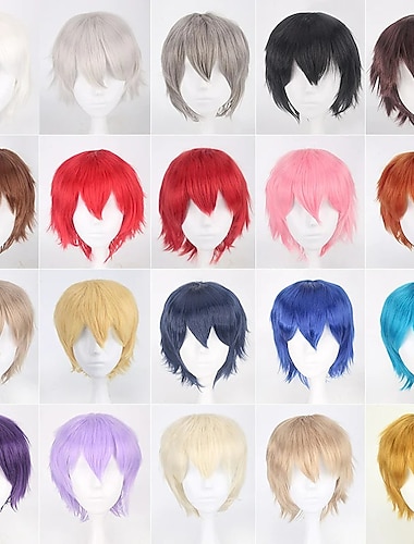  s cosplay peruk för män och kvinnor värmebeständig fiber anime peruk 12inch