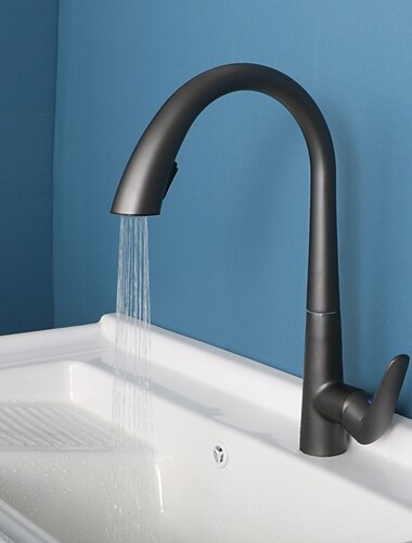 Rubinetto da cucina - Una manopola Un foro Galvanizzato / Finiture verniciate Estraibile Installazione centrale minimalista / Contemporaneo moderno Kitchen Taps