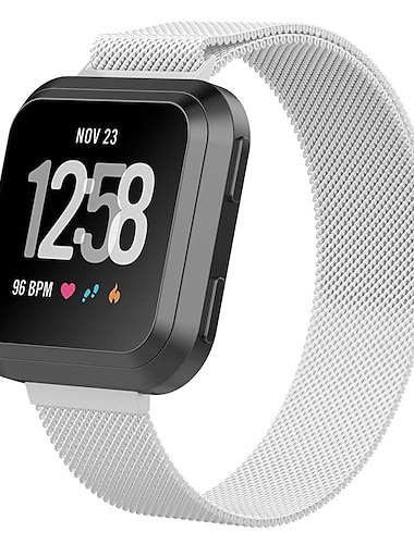  Pulseira de Smartwatch para Fitbit Versa 2 / Versa Lite / Versa SE / Versa Aco Inoxidavel Relogio inteligente Alca Fecho Magnetico Ajustavel Respiravel Pulseira Estilo Milanes Substituicao Pulseira