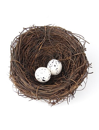 Ninho de pássaro de vime artificial de 4 tamanhos com suporte de ovos DIY gaiola de pássaro artesanal decoração da janela de páscoa cesta de armazenamento de ovos de casa de pássaros