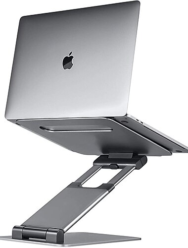  Laptop Stand fuer Schreibtisch Verstellbarer Laptopstaender Metall Silikon Tragbar Faltbar Alles in einem Laptop Halter Kompatibel mit Kindle Fire iPad Pro MacBook Air Pro 9 bis 15,6 Zoll 17 Zoll